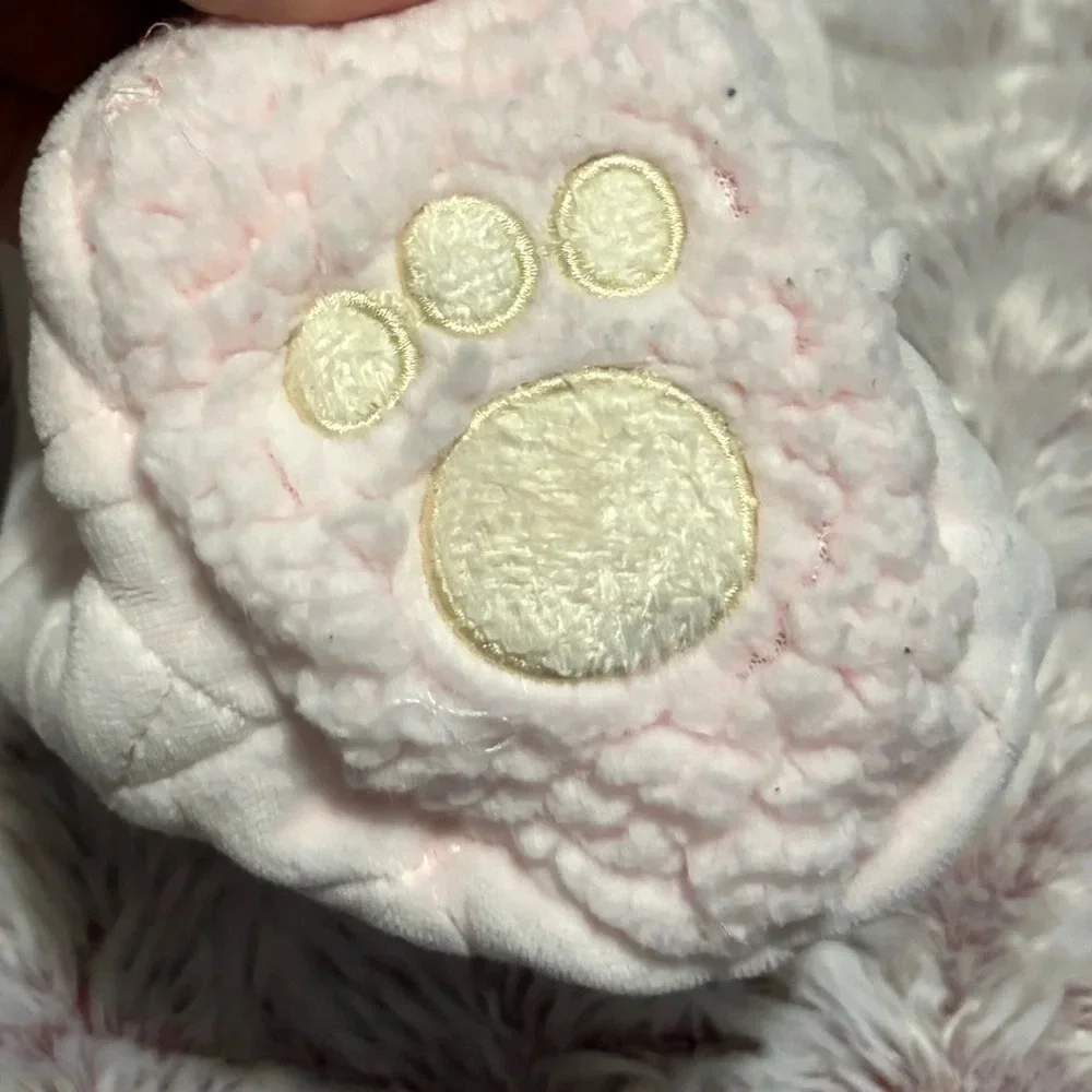 Little Me Blush Pink Bear Quilted Hooded Double Zip Footed Insulated Pram 6-9m